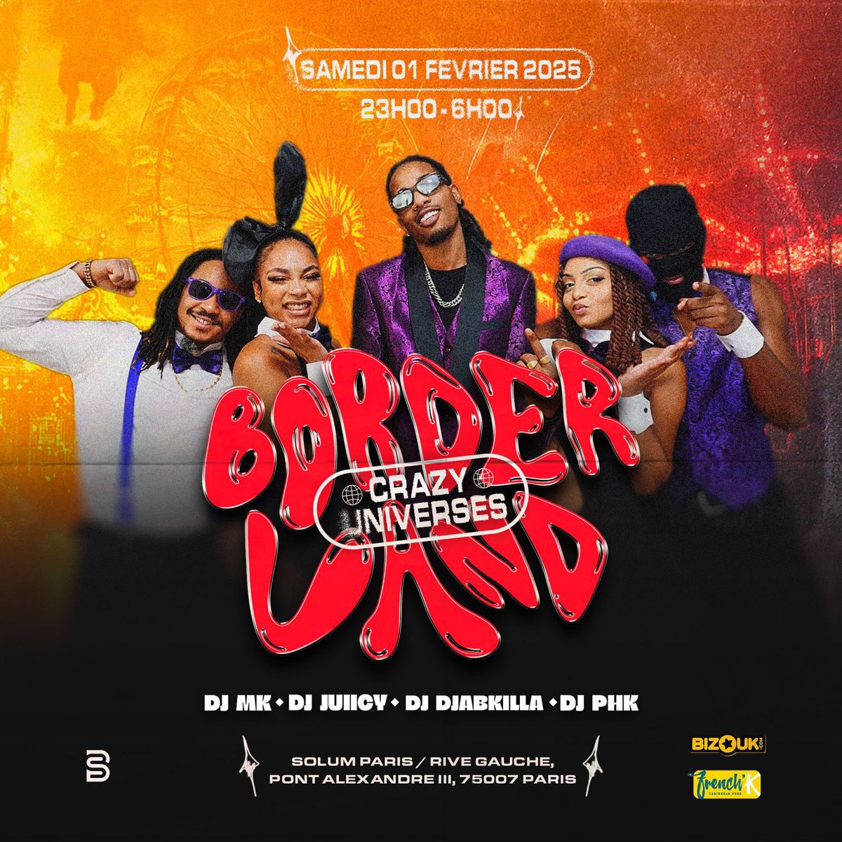 La Borderland, c’est bientôt ! Qui pense pouvoir rivaliser avec nos mascottes ici ? 😈🔥🎡
🎟️Lien de la billetterie en bio. 
#Soiree #antillaise #Paris #Borderland #Crazy