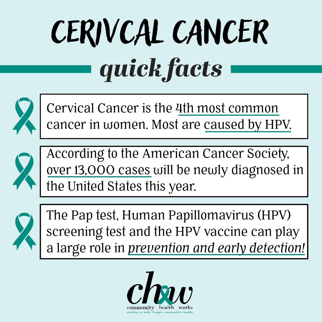 January is Cervical Cancer Prevention Month. This is the 4th most common cancer in women, with over 13,000 new cases diagnosed each year. Play an active role in your health by getting screened! 

Learn more at: loom.ly/Y4oiac8
#cervicalcancerawarenessmonth