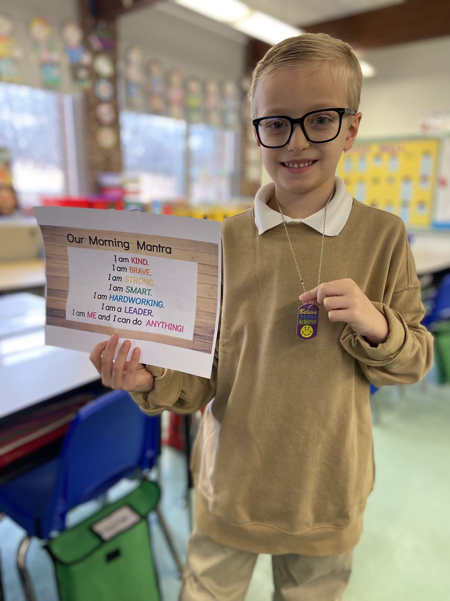 This amazing 1st grader recited our class’s mantra during announcements this morning. <a href="/rbpsEAGLES/">Red Bank Primary</a> #BelieveYouCanAchieve #MantraMonday #RBBisBIA