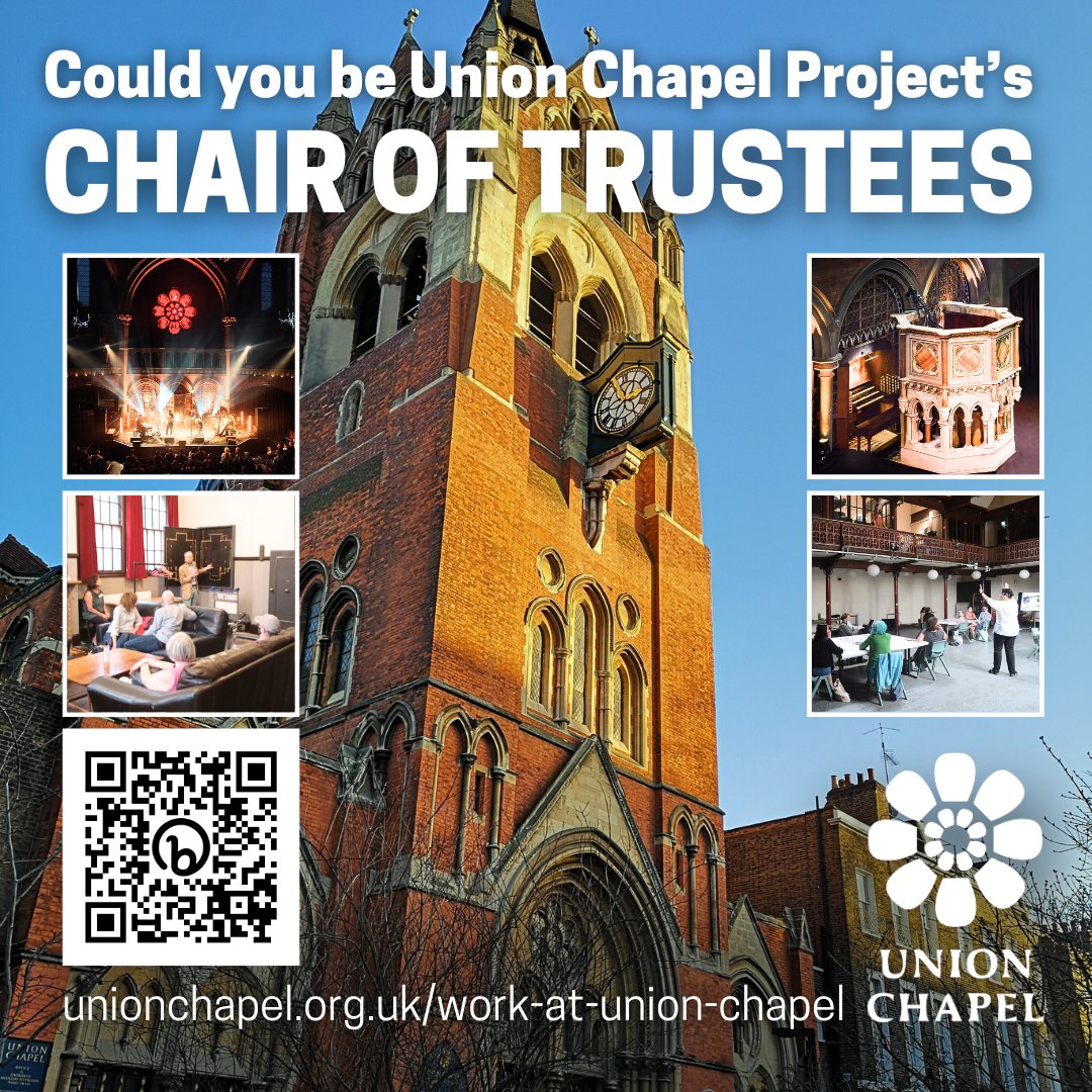 Union Chapel London (@unionchapeluk) on Twitter photo Be a part of Union Chapel Project's adventure as the CHAIR OF TRUSTEES.
Provide strategic leadership to ensure our charity's mission as a leading ethical venue where culture, community, heritage & social justice unite.
Learn more & apply by 6 Feb at unionchapel.org.uk/work-at-union-… Be a part of Union Chapel Project's adventure as the CHAIR OF TRUSTEES.
Provide strategic leadership to ensure our charity's mission as a leading ethical venue where culture, community, heritage & social justice unite.
Learn more & apply by 6 Feb at unionchapel.org.uk/work-at-union-…