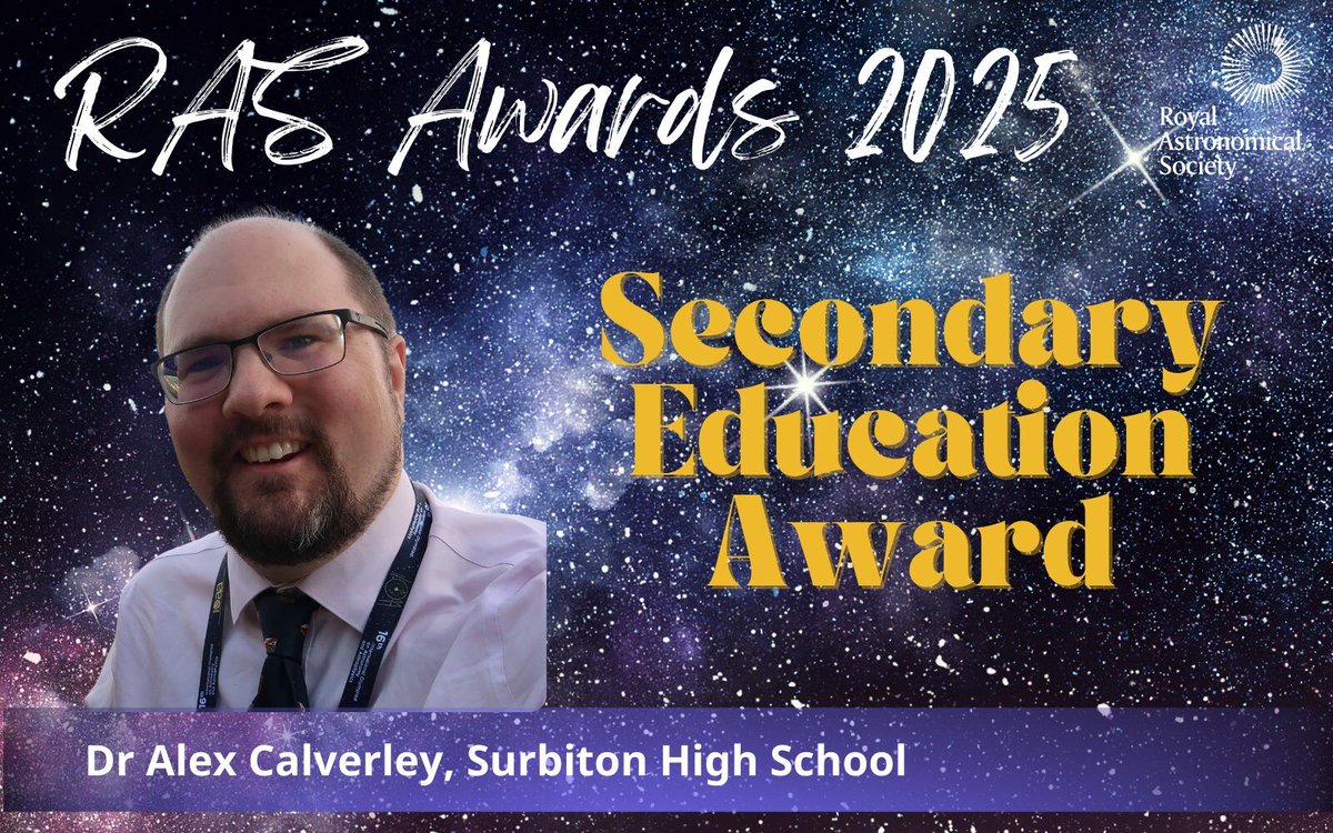 SurbitonHigh's tweet image. Dr Calverley has been awarded the Secondary Education Award from the @RoyalAstroSoc for “leaving an indelible mark on astronomy education across the UK.” Congratulations, Dr. Alex Calverley

#EducationUnleashed #SHSAcademics