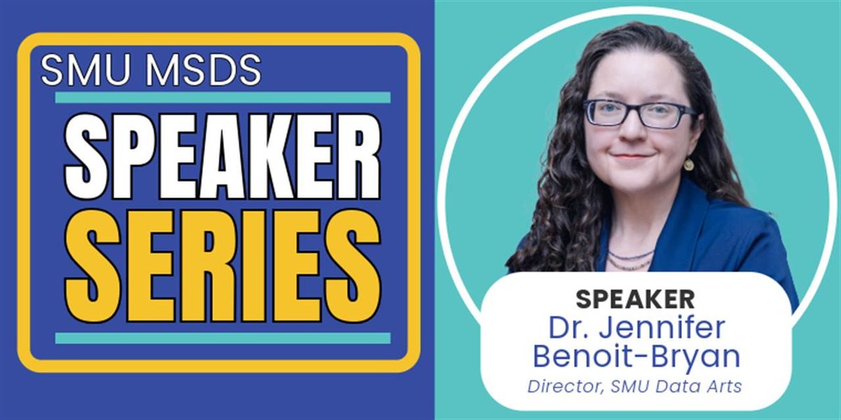smumeadows's tweet image. Join us for an enlightening evening at the 2024–2025 MSDS Speaker Series with Dr. Jennifer Benoit-Bryan, Director of SMU Data Arts! Don&apos;t miss this opportunity to expand your knowledge on the intersection of arts and data. Register here: buff.ly/4h9iwRE #SMU #SMUDataArts