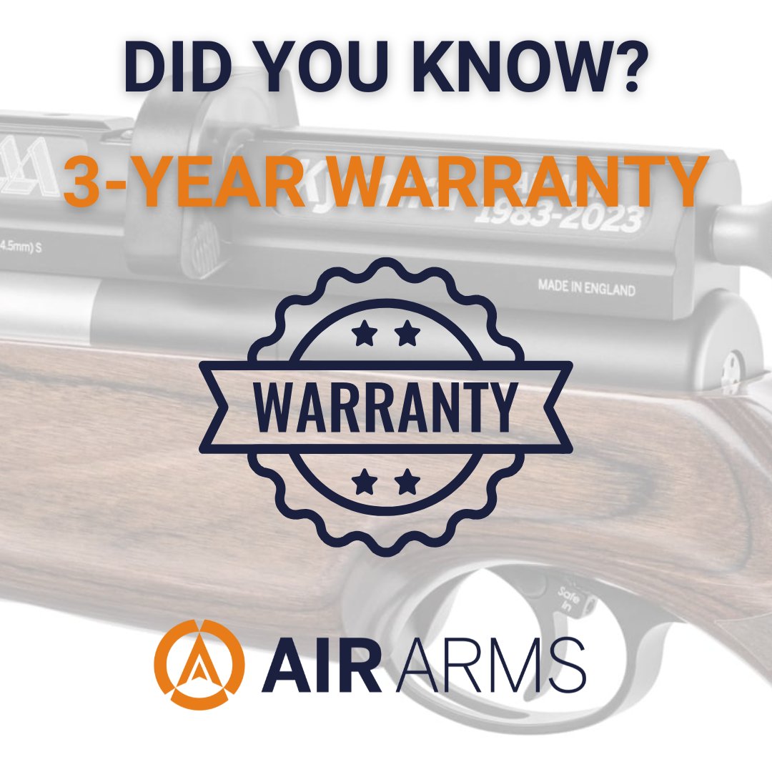 AirArmsUK's tweet photo. Did You Know? 💡

Air Arms offers a 3-year warranty on all our rifles!

Want to know more about what's included? Head here: https://t.co/4Vg0pYuMqc

#shooting #ft #HFT #ImaginationEngineered #airarms #AirRifle #fieldtarget #Airgun  #hunting #Pestcontrol  #AirArms https://t.co/jR9eqBgg9i