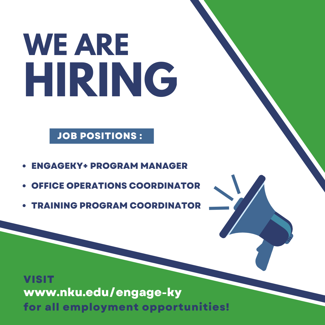 engageky's tweet photo. Great News! We're currently #hiring for some new positions here at #EngageKY! You can find more details about each of these positions and others at https://t.co/HsgbK7PiM5 under our "Employment &amp; AmeriCorps Positions"! #NowHiring #KentuckyJobs #JobOpportunity #ServeKY #KHEAA https://t.co/A9wPEwZRAT