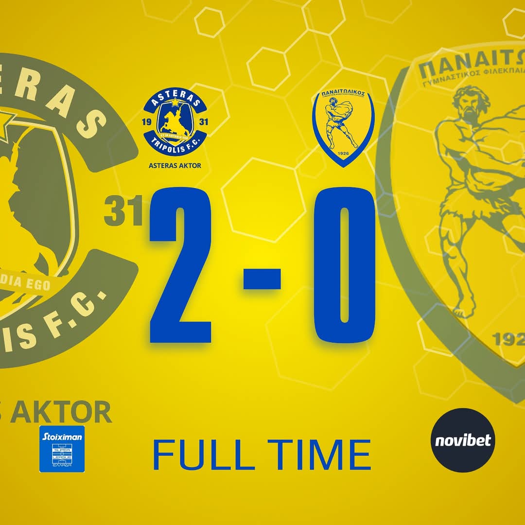 Τελικό αποτέλεσμα! 
Asteras Aktor - Παναιτωλικός 
2-0
#Panetolikos #Fulltime #Ourwayourhistory