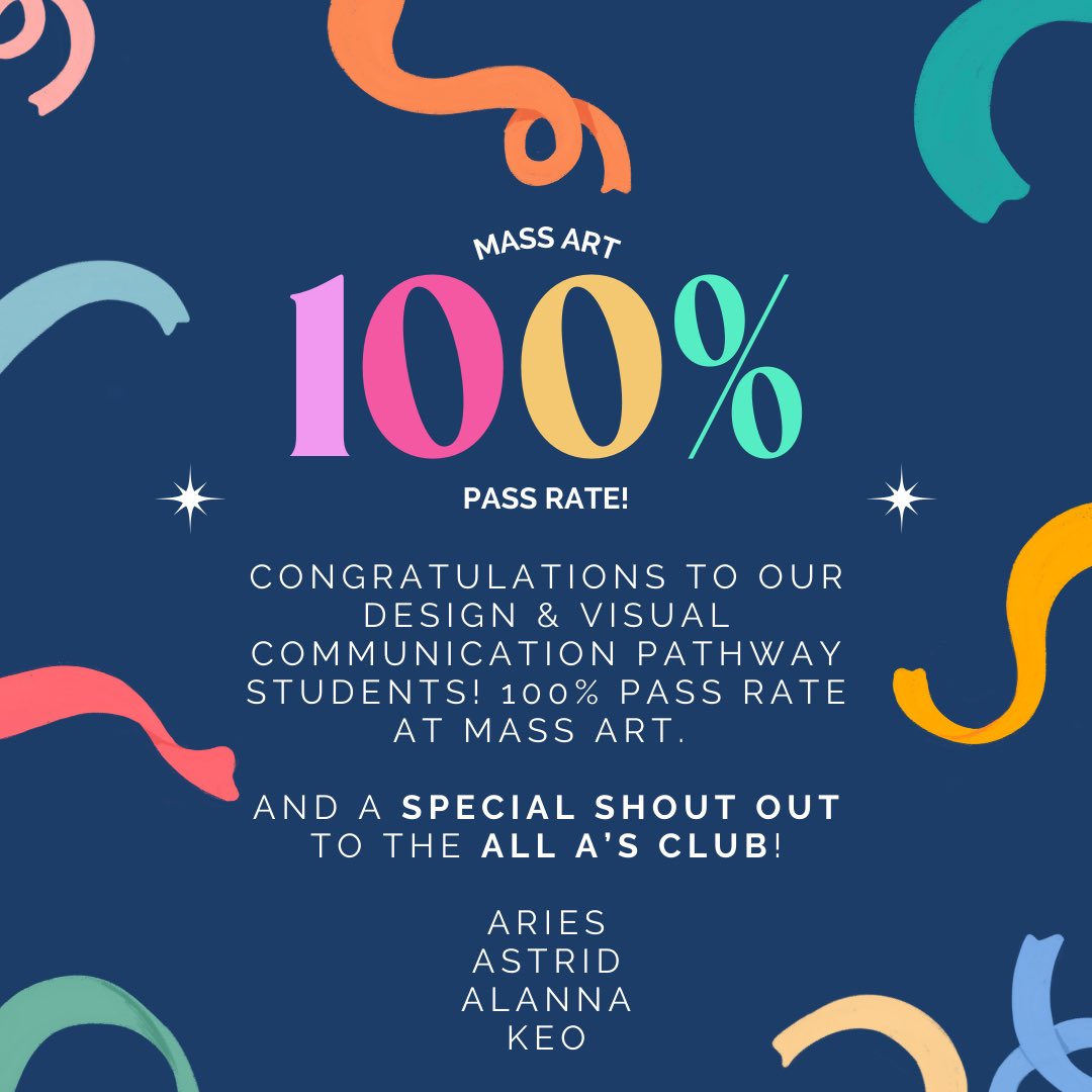 CityLabRevere's tweet photo. Our Design and Visual Communication Pathway students perfected the art of 100% pass rate 💅 

#CityLab #cityasalab #massart #dualenrollment #passrate #100 #teenartist #design #visual #pathway #partnership @RPS_Super @arts_rps @MassArt https://t.co/o6QLLWlxIy