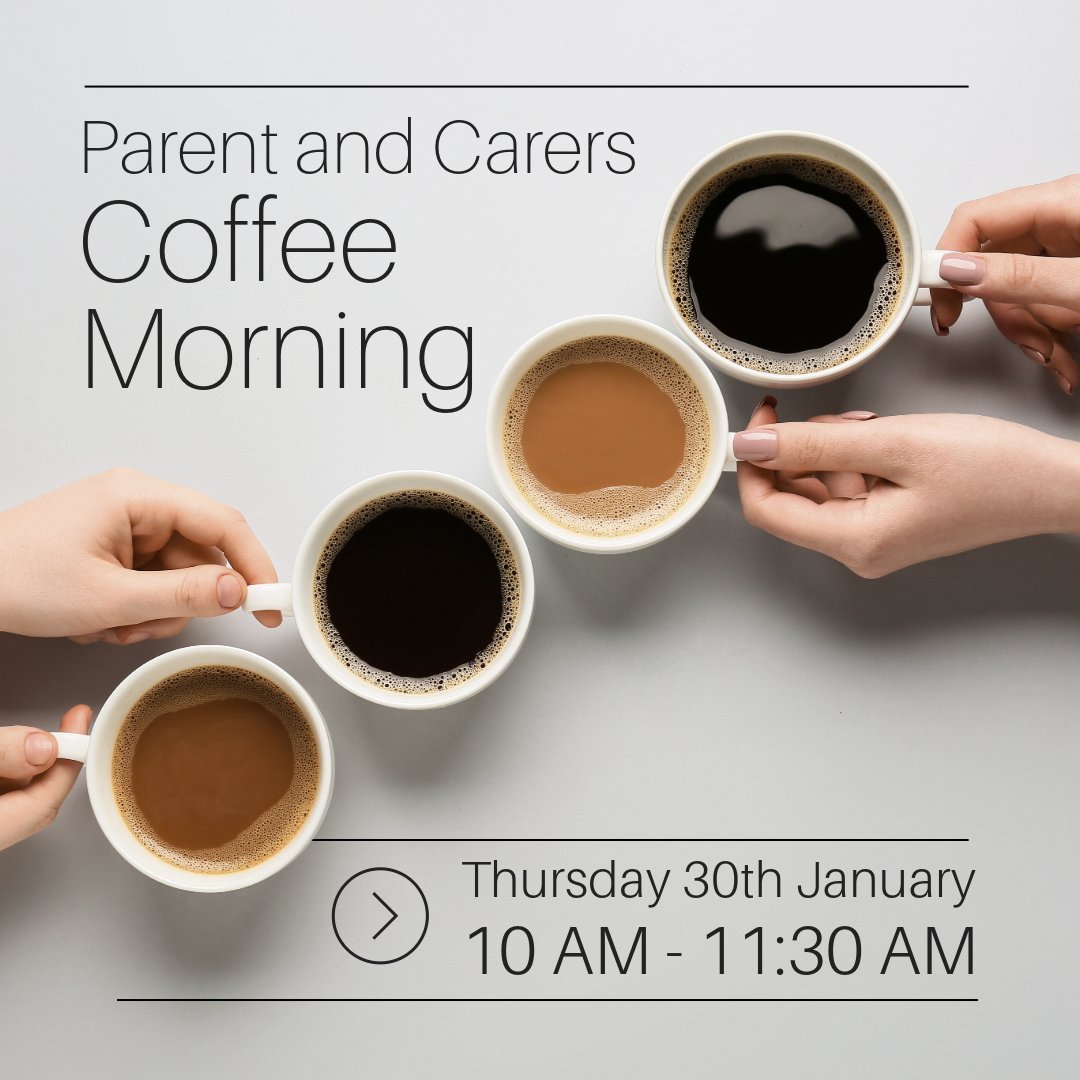 Mrs Fletcher will be hosting a parents and carers coffee morning with Elaine Nuttall of the Bolton Shared Care Service on Thursday 30th of January from 10.30 am.
They look forward to seeing you!
#wearerumworthschool