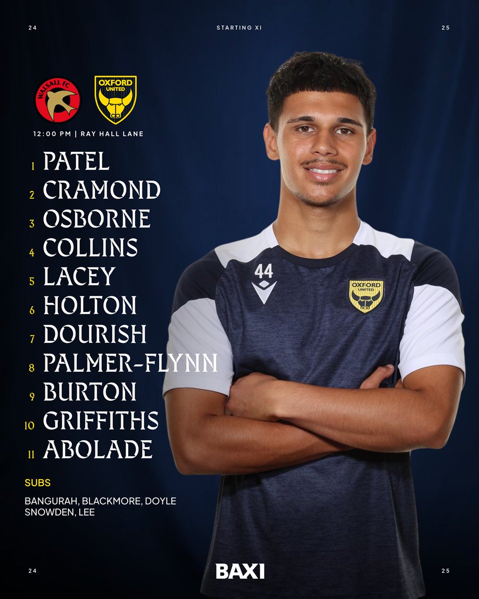 AcademyOUFC's tweet photo. 🚨TEAM NEWS 🚨

A rotated side for the Yellows today as Woodley Osborne, Albie Collins and Riley Dourish are handed their first starts for the U18s #COYY https://t.co/diFQOFJZcx