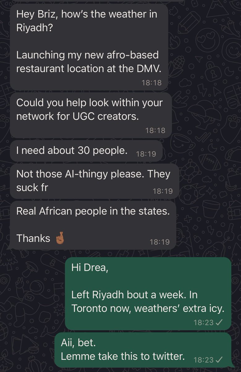 Hiring UGC creators in the US. 

Need about 30 people. 

Comment “Briz” and I’d send you the Google form link to apply.

Must be following…

Share or retweet for more reach. Might just be helping someone on your TL.