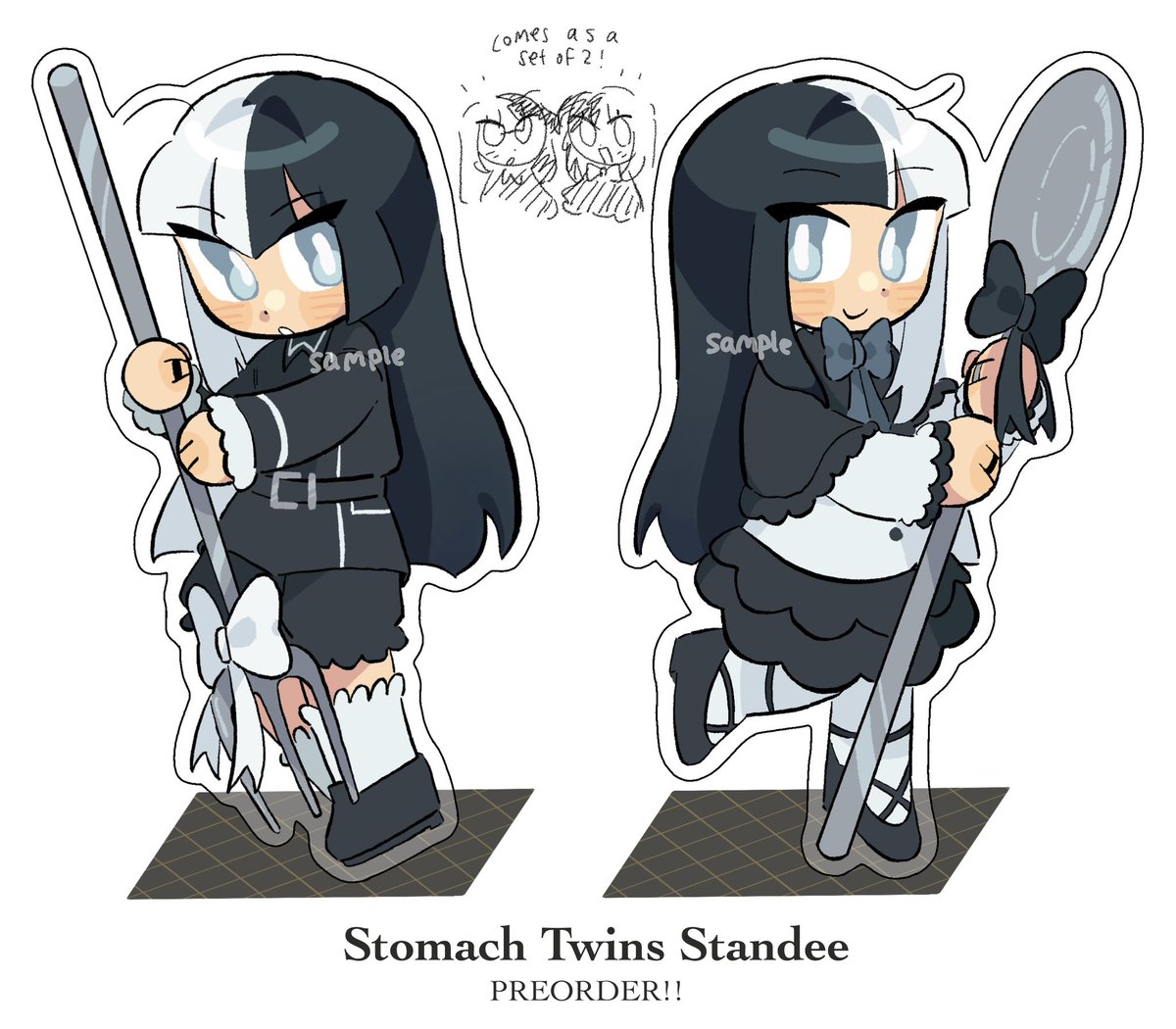 wanted to make standees of the twins for myself, but i’ve also opened preorders for them over on my etsy :))
