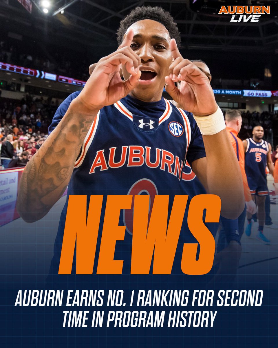 _JHokanson's tweet photo. Auburn is the new No. 1 in the latest AP poll

It's the second time in program history the Tigers have reached the top spot

🔗 https://t.co/Q4n5jB4cMa https://t.co/RxUDvngNcy