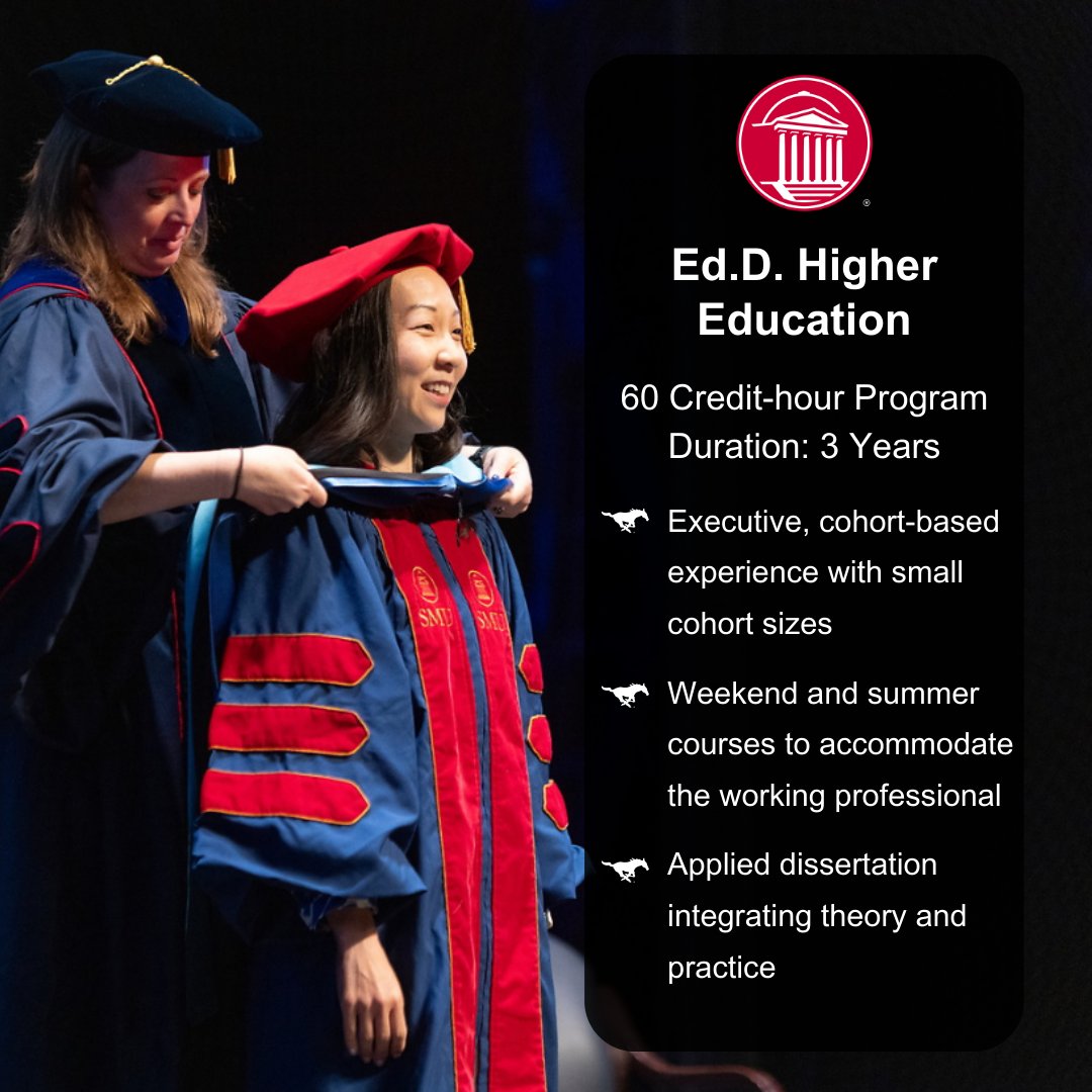 SMU_EPL's tweet photo. Are you a university administrator looking to jump to an executive level role?
Earn your Ed.D. in Higher Education today to expand your impact on campus!
More information here: https://t.co/agi7orUfDF
#GradSchool #HigherEducation #EdDucation https://t.co/017hHjI5rs