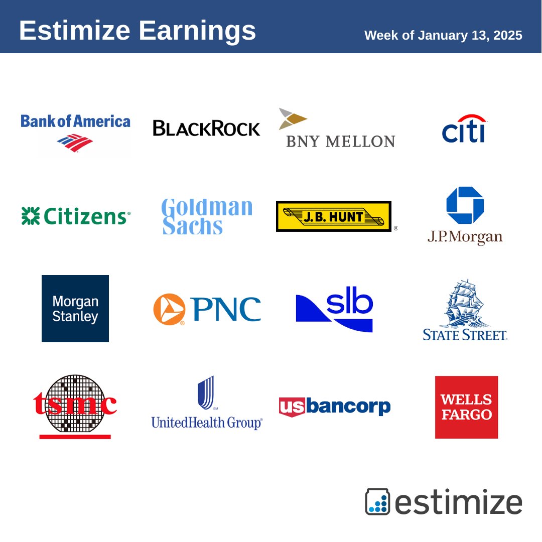 Estimize's tweet image. The new 2025 Leagues Season has started on Estimize! Major banks set to kick off Earnings season this week. Add your #estimates and reveal #consensus to the following companies reporting #earnings: ▶️tinyurl.com/24uxhnuu

$BAC, $BK, $BLK, $C, $CFG, $FUL, $GS, $JBHT, $JPM, $MS,