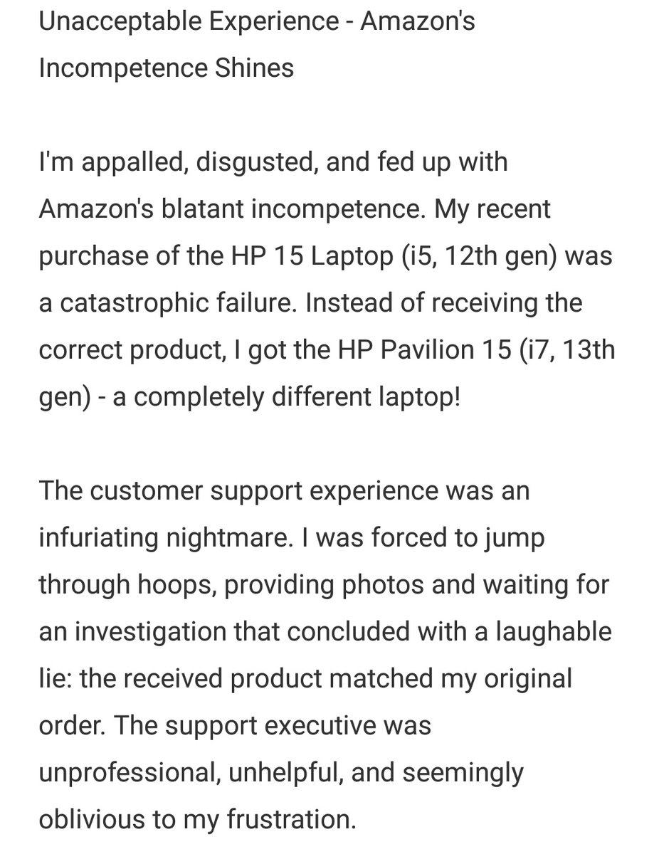 ShambhaviS67373's tweet photo. Wrong  Laptop, Wrong Delivery, Wrong Support: My Amazon Nightmare!Amazon's Incompetence Shines!#Amazonfailstodeliver #EcommerceNightmare #ConsumerRights 
#CustomerServiceMatters
@amazonIN @amazon @AmitAgarwal 
@JeffBezos @consaff @HPIndia @jagograhakjago @UrindianC53717 https://t.co/UrnUIi02fY