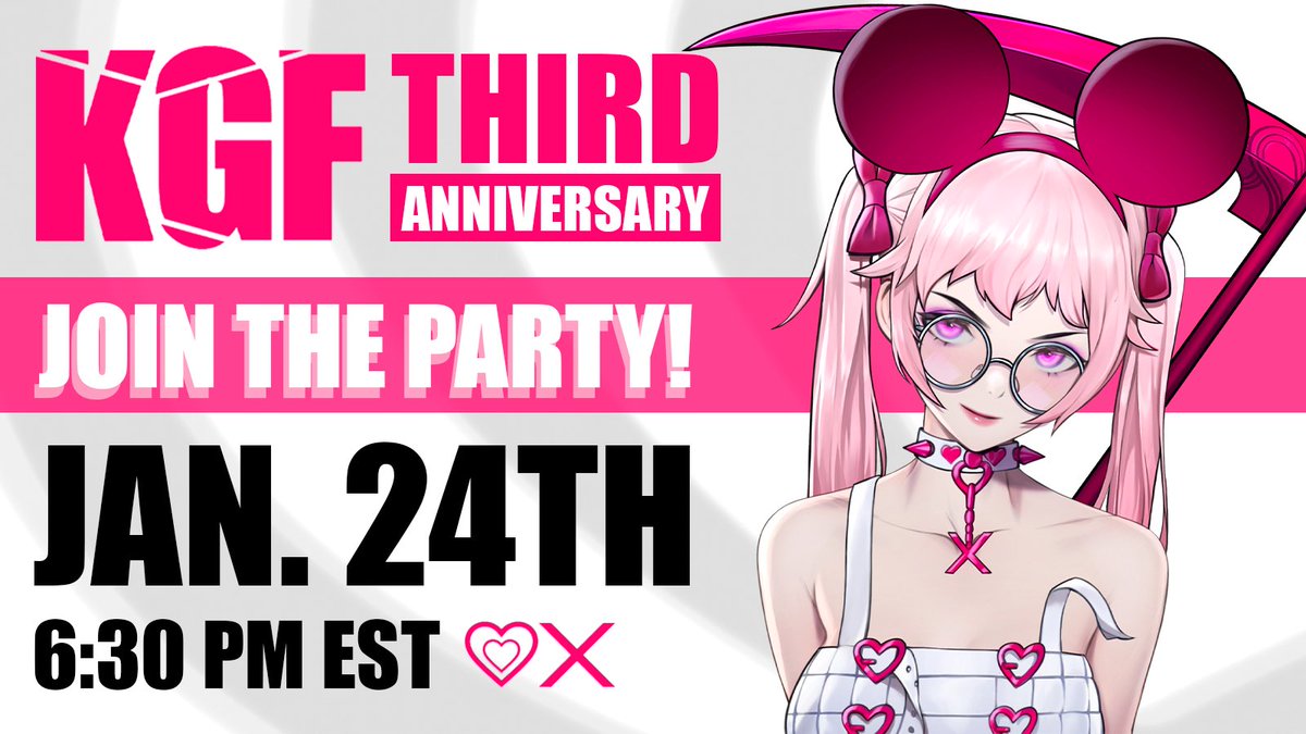 Killer GF 3 Year Anniversary Celebration! ❤️⚔️🎉

⬇️ Get ready to celebrate with raffles and free art on the 24th! 

🎨 Tues Jan 21st - Free <a href="/OkamiL_Art/">Okami</a> sticker claim for ALL

🎂 Fri Jan 24th - Birthday Cake Stamp airdrop + Discord hangout full of games &amp; raffles