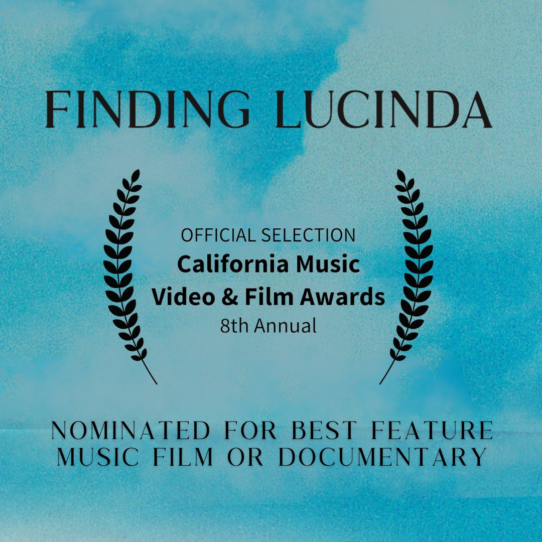 "Finding Lucinda" is an official selection at the 8th Annual California Music Video &amp; Film Awards and has been nominated for Best Feature Music Film or Documentary!

#FindingLucinda #CaliforniaMusicVideoAndFilmAwards #MusicDocumentary