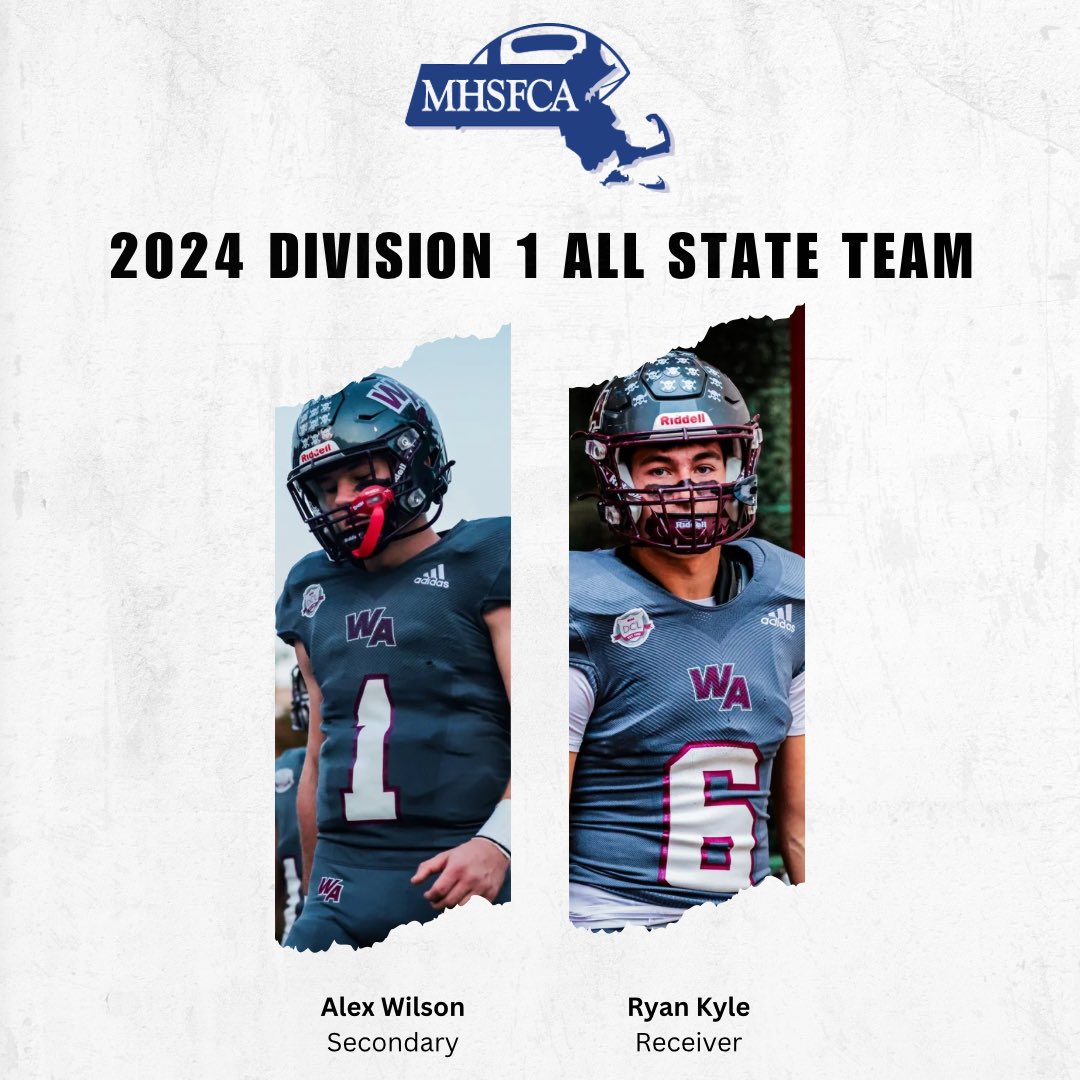 WAGhostFootball's tweet photo. Congratulations to Alex Wilson and Ryan Kyle for being selected to the 2024 Mass Coaches Association All State Team! https://t.co/GCNMnaxKRV