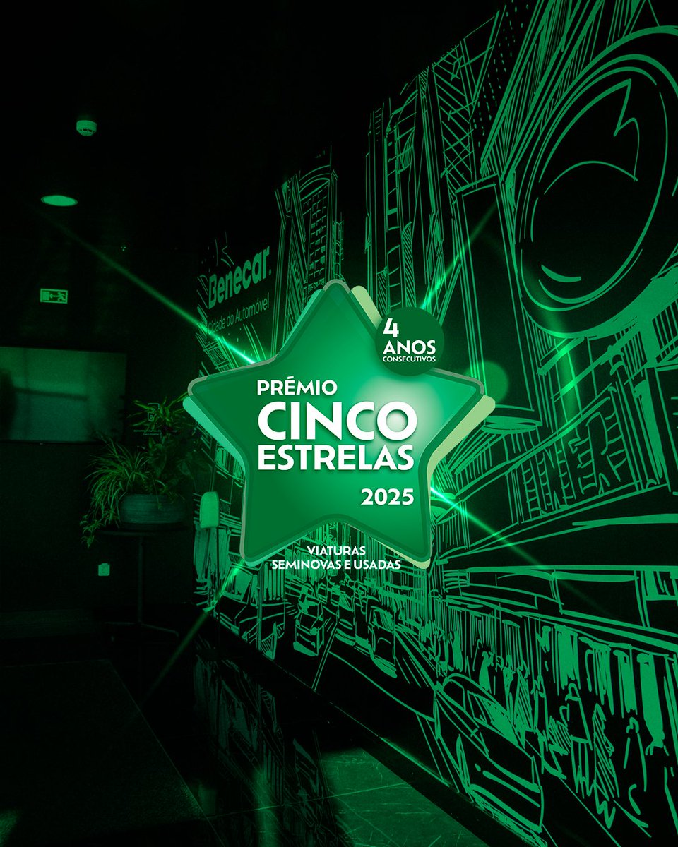 A Benecar - Cidade do Automóvel é Cinco Estrelas Nacional pelo quarto ano consecutivo ⭐💚

Obrigado a todos aqueles que fazem parte da #FamíliaBenecar!