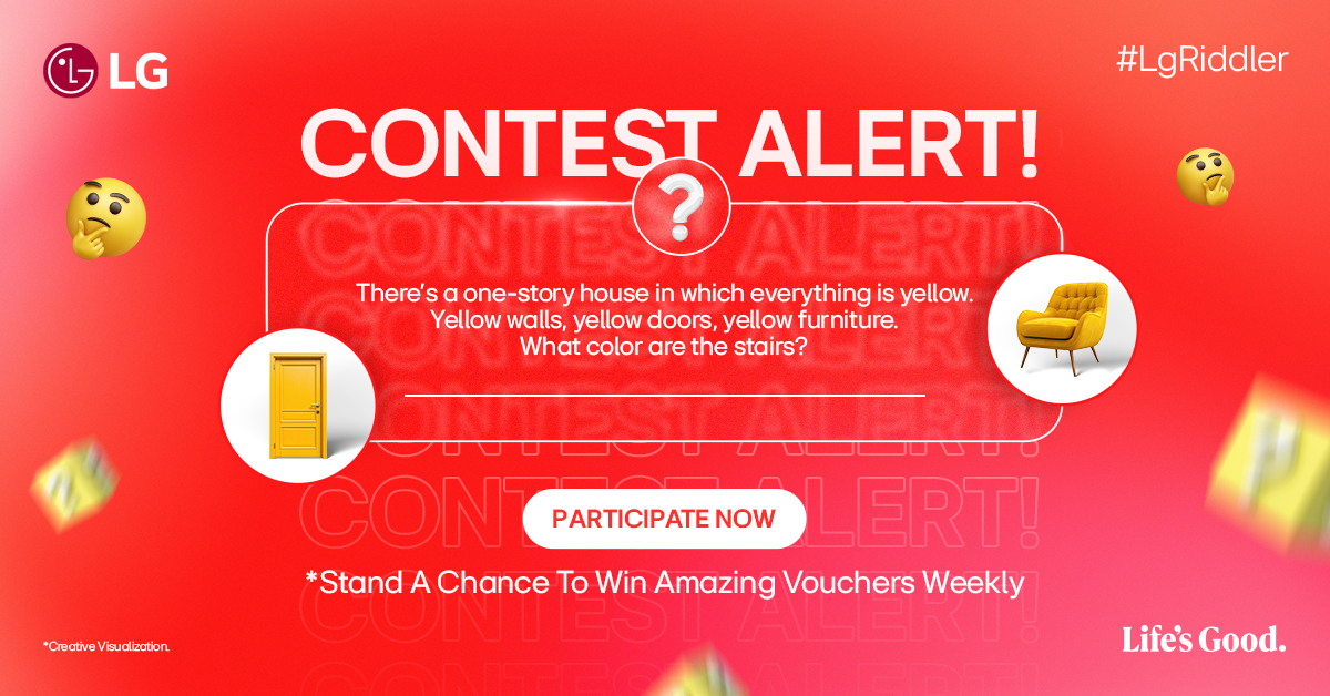 LGIndia's tweet photo. Test your wits! Answer & win vouchers!
1. Follow @LGIndia
2. Tag 2 friends, make sure they follow @LGIndia
3. Have them like your answer
T&C
https://t.co/kN85zl1aPc
#LG #LGIndia #LifesGood #SolveAndWin #LGContest #WeeklyRiddles #LGIndiaGiveaway #WinWithLG #ContestAlert https://t.co/1pYON7GJ2R
