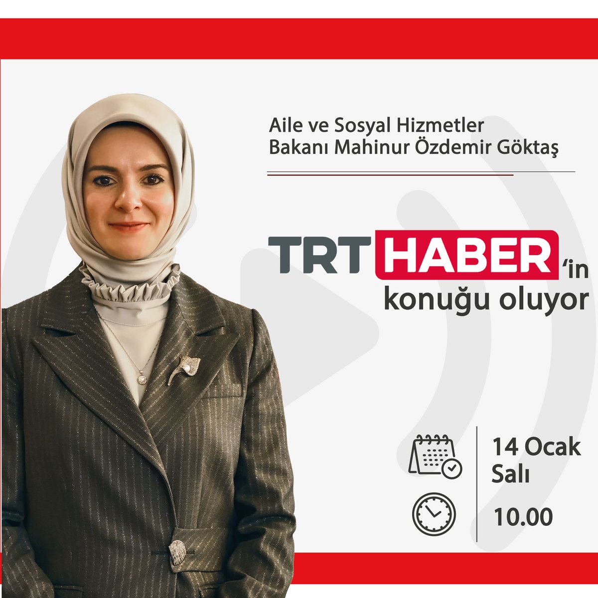 Bakanımız Sn. Mahinur Özdemir Göktaş, <a href="/trthaber/">TRT HABER</a>'in konuğu oluyor.

🗓️ 14 Ocak, Salı
🕙 Saat: 10.00