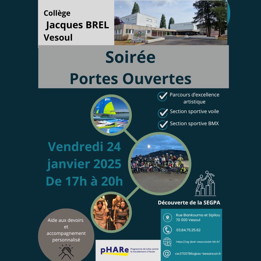 #orientation #college 
On vous attend nombreux aux Portes Ouvertes du collège 
<a href="/AlexDB13/">Alex DEROSE 🇪🇺</a> <a href="/DSDEN70/">DSDEN de la Haute-Saône</a> <a href="/Vesoul2Vesoul3/">Circos V2.V3.SDEI</a> <a href="/vesoul_and_co/">Vesoul and Co</a>