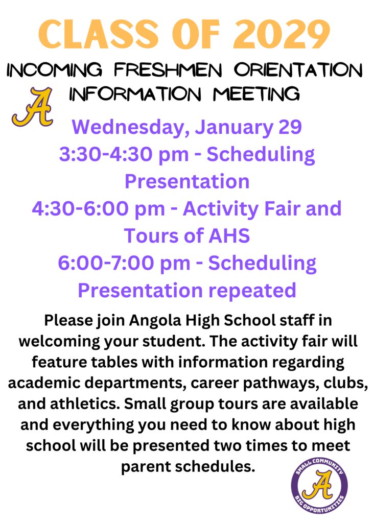 Attention 8th Grade Parents. Please see flyer for important information about freshman orientation!