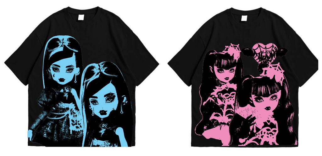 jabisitoo's tweet photo. I've seen that many people liked the shirts I designed, so here I show you my idea of ​​Cleo and Cupid shirts (including Frankie and Draculaura) https://t.co/2BRKZHMOPf