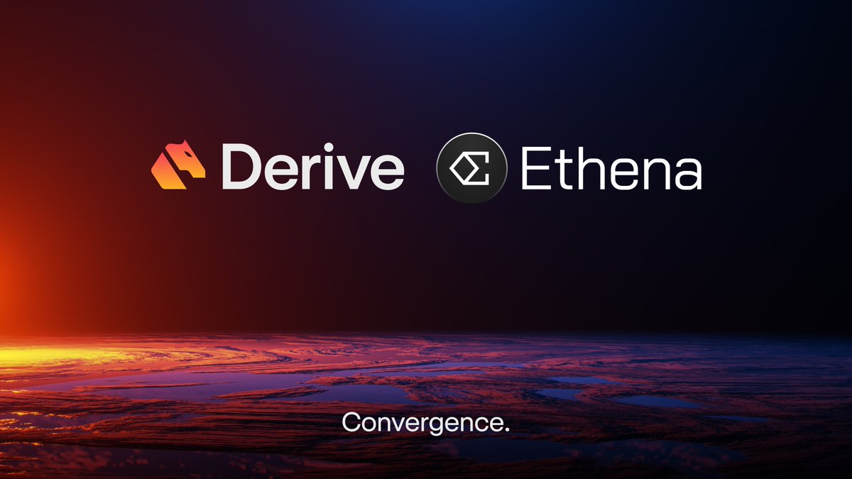 DeriveXYZ's tweet photo. Derive x Ethena Convergence

Following @ethena strategic alignment with Derive, we're distributing 20 million stDRV to sENA holders on launch day, with more distributed later.

We're excited to continue to build around the best crypto dollar USDe for new products in 2025. https://t.co/HNXkqKPDUx