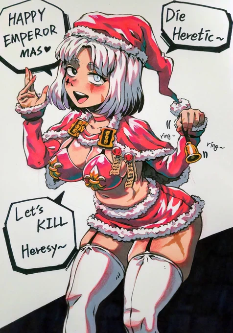 Santa Sister of BattleShe sings carols praising the emperor and seeks to punish heretics. That's Warhammer! haha! It was fun work! Thanks for watching! 