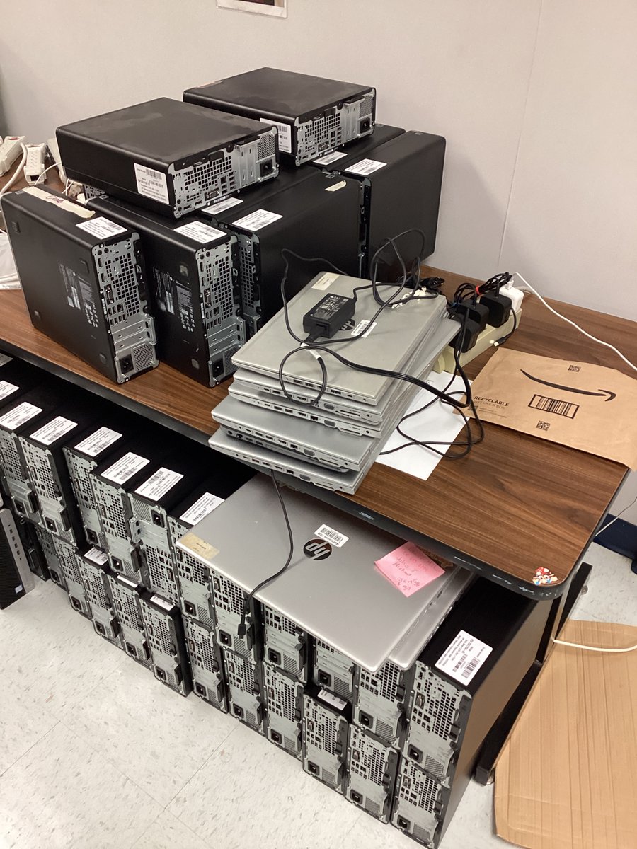 JMendiola7's tweet photo. Itโs been busy, but getting new technology is well underway at the campus. Out with the old technology to make room for the new technology. @NISDMichael #nisdtss https://t.co/HaLFi5lKKr