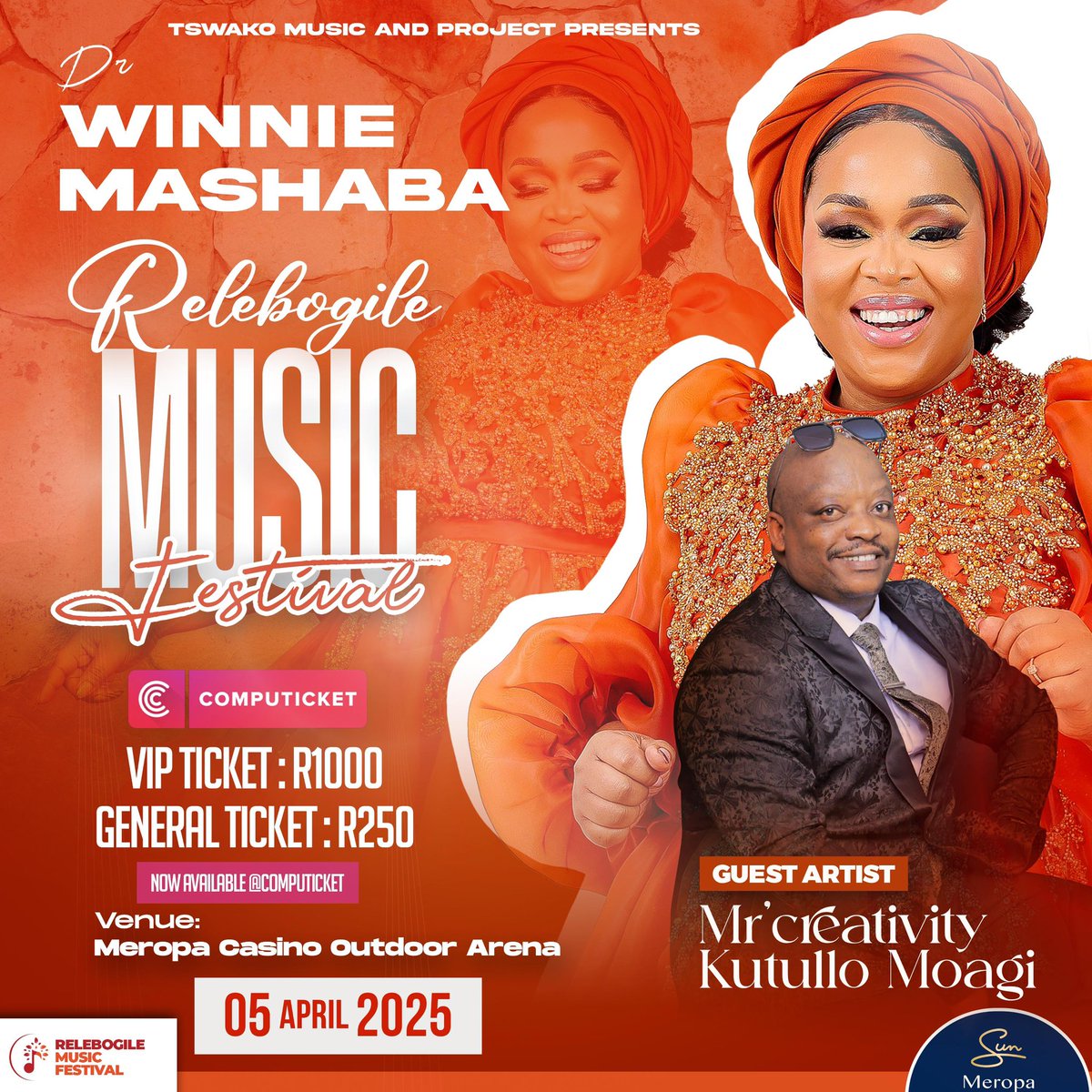 Di tlogile 💃💃💃
Our first featured artist @mrcreativitykutullomoagi 
#relebogilemusicfestival 
05 April 2025
Sun Meropa Casino Outdoor Arena 
Tickets are selling @computicket / Shoprite/ Checkers
