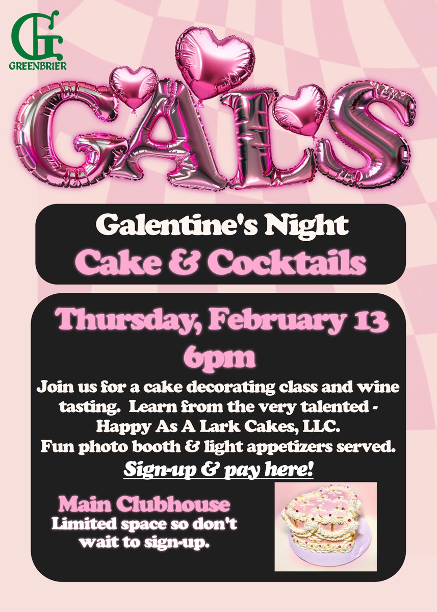 Did someone say cake &amp; cocktails?  

Limited space so don’t wait to sign-up, square.link/u/XtXg56kj
💗🎂🍷💗
