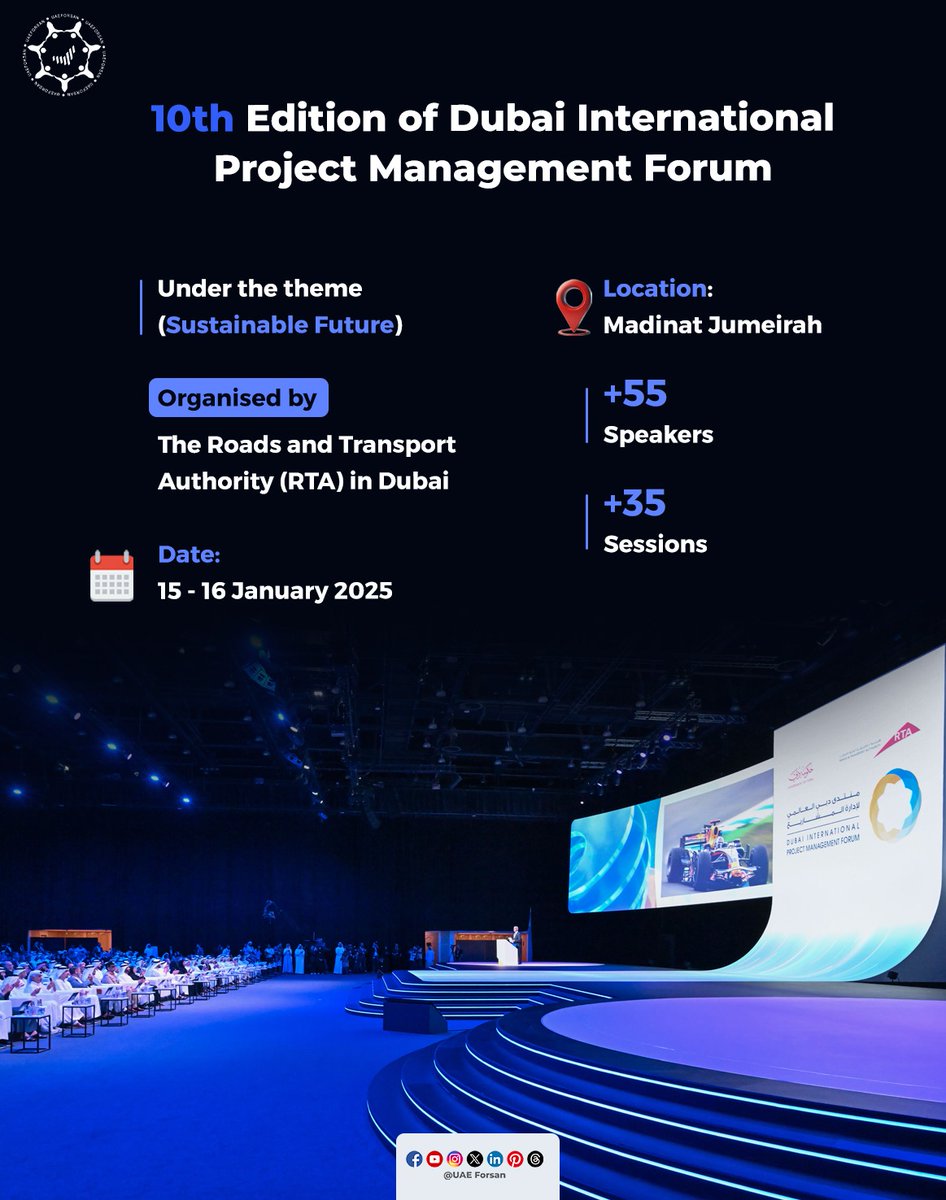 UAE_Forsan's tweet photo. 10th Edition of Dubai International Project Management Forum
#UAE #Dubai #RTA #DIPMF #ProjectManagement #SustainableFuture #DIPMF2025
@DIPMF
@rta_dubai https://t.co/qKrt8Wtlki