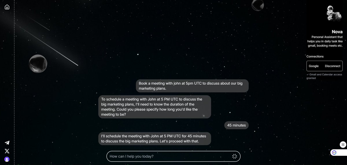 How do we book our meetings?

We just tell our agent Nova and she handles the rest. From what you can see, big things are coming. 👀

Try it now: app.orbitai.org/chat/Nova