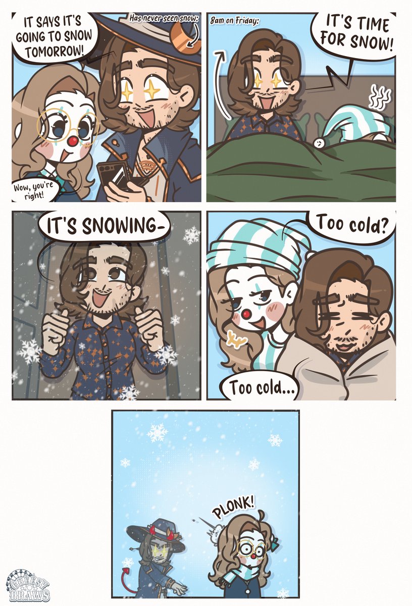 His first thought after seeing snow for the first time ever was "I want to throw a snowball at Cheesy". Messed up. 