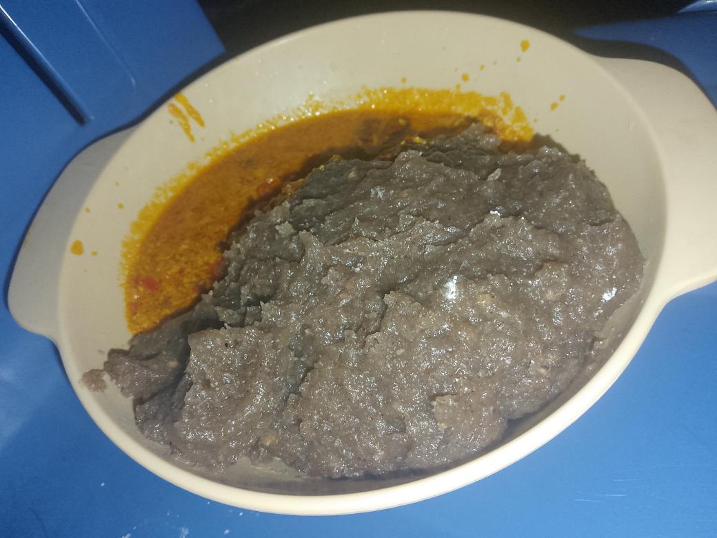 Walk with me guys 
Amala with egusi soup for dinner