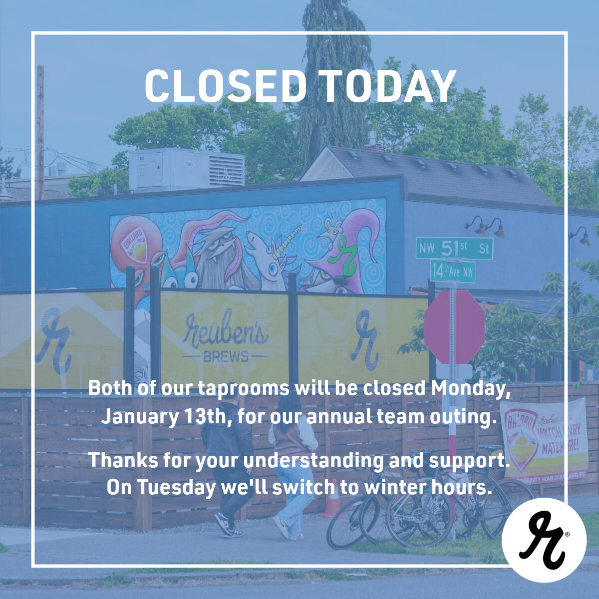 We're closing our taprooms today to allow our team to celebrate our achievements in 2024 and plan for success in 2025. It's also our chance to have some fun together since our schedules don't always overlap. 

Thanks for your understanding, and hopefully we'll see you on Tuesday!