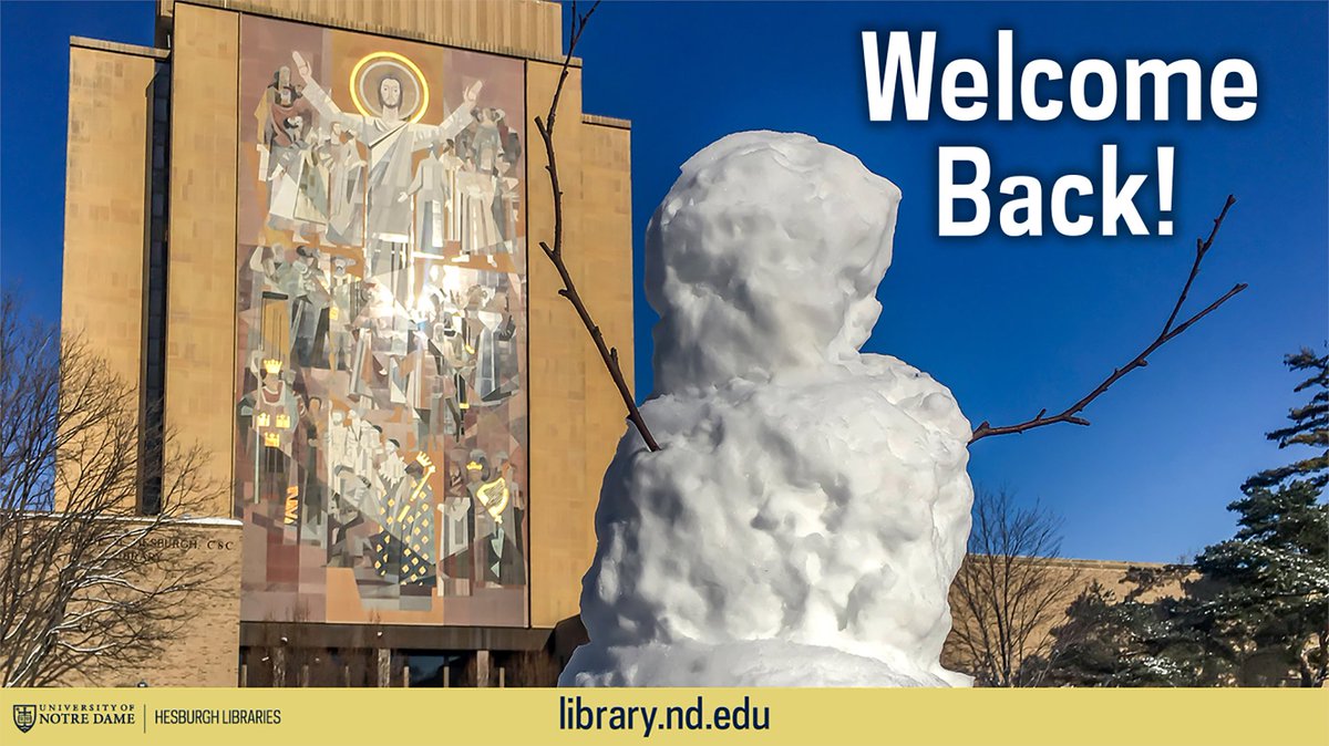 NDLibraries's tweet photo. Welcome back to campus, @NotreDame students! We’re here to help. Our expertise, services, collections, and spaces are designed to streamline your scholarship and help you succeed. Get started exploring at https://t.co/heU6vLzpxb. https://t.co/TS9oHFaC47
