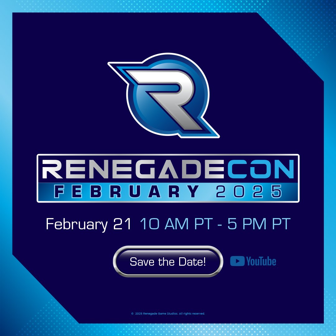 Renegade Con is back on February 21st! Join us for new game reveals, designer interviews, special guests, &amp; MORE! 🥳

See Full Schedule 👉 renegadegamestudios.com/renegade-con-f…