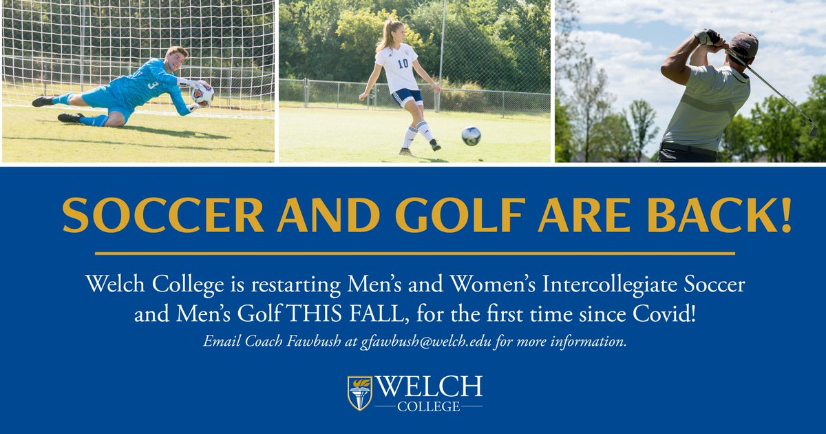 Welch College will restart its men’s and women’s intercollegiate soccer programs and men’s golf program. 

READ MORE: welch.edu/welch-college-…