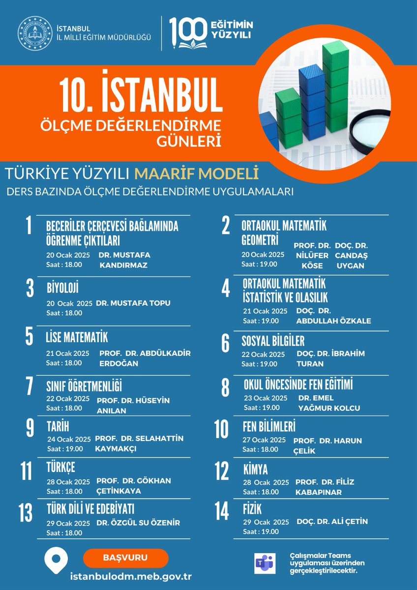 İstanbul Ölçme Değ. Merkezi (@istanbulodm) on Twitter photo 10. İstanbul Ölçme Değerlendirme Günleri, Türkiye Yüzyılı Maarif Modeli Ders Bazında Ölçme Değerlendirme Uygulamaları teması ile 20-29 Ocak 2025 tarihleri arasında gerçekleşecektir.
Başvuru için:
🔗 istanbulodm.meb.gov.tr
<a href="/mebodsgm/">Ölçme, Değ. ve Sınav Hizmetleri Genel Müdürlüğü</a> <a href="/Ziynuleb/">Kemal bülbül</a>
<a href="/MucahitYentur/">Murat Mücahit Yentür</a> 10. İstanbul Ölçme Değerlendirme Günleri, Türkiye Yüzyılı Maarif Modeli Ders Bazında Ölçme Değerlendirme Uygulamaları teması ile 20-29 Ocak 2025 tarihleri arasında gerçekleşecektir.
Başvuru için:
🔗 istanbulodm.meb.gov.tr
<a href="/mebodsgm/">Ölçme, Değ. ve Sınav Hizmetleri Genel Müdürlüğü</a> <a href="/Ziynuleb/">Kemal bülbül</a>
<a href="/MucahitYentur/">Murat Mücahit Yentür</a>