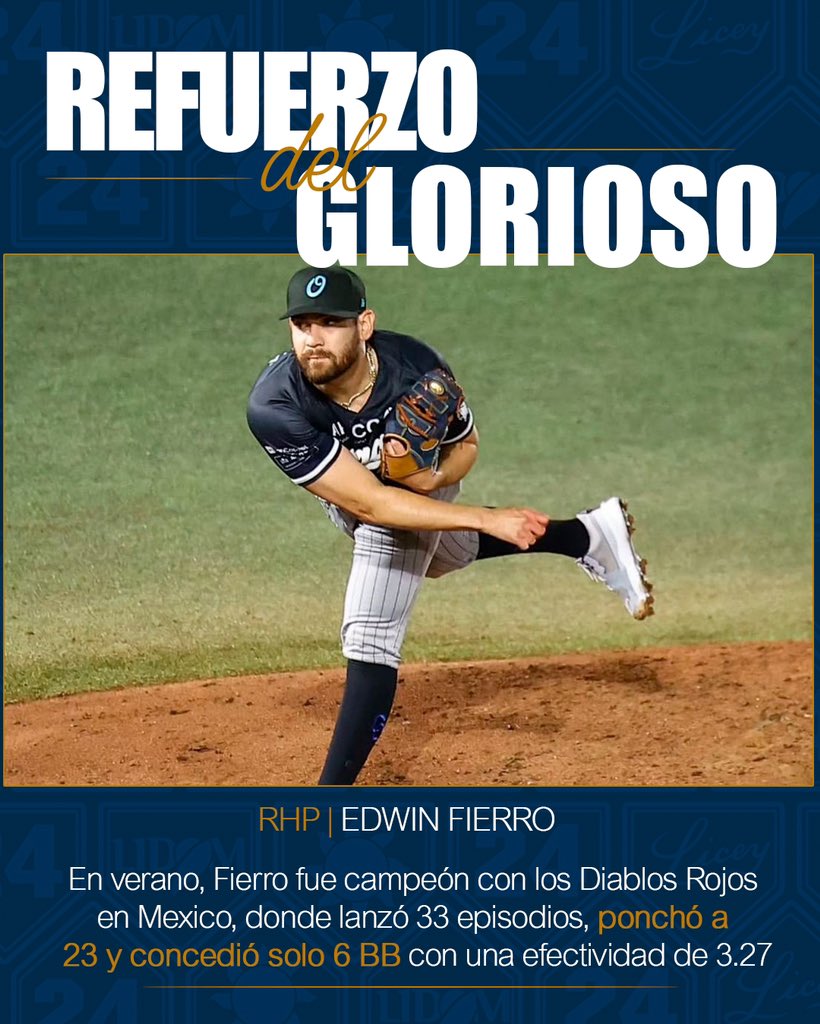 TigresdelLicey's tweet photo. #LiceyNews 🗞️

Anunciamos oficialmente la contratación del lanzador derecho Edwin Fierro, como refuerzo para la continuan del Round Robin 2025.

En verano, Fierro fue campeón con los Diablos Rojos en la Liga Mexicana de Béisbol donde fue compañero del también refuerzo Brooks Hall. Lanzó 33 episodios, ponchó 23 bateadores y concedió solo seis pasaportes con una efectividad de 3.27

El veterano ya se encuentra en suelo dominicano y entrará al roster cuando el cuerpo técnico lo considere pertinente.

¡Bienvenido a los Bicampeones! 🙌🏼

#LosBicampeones 💙👑