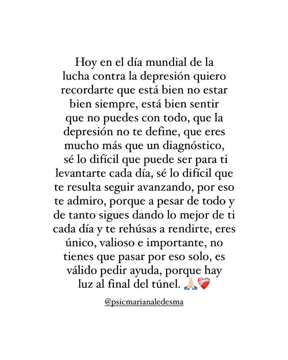 Nina  (@ninurri) on Twitter photo Por los que luchamos y vencimos 🤍
Por los que se fueron 🙏🏽
Por los que están peleando ☀️
13 de enero: Día Mundial de Lucha contra la Depresión. Por los que luchamos y vencimos 🤍
Por los que se fueron 🙏🏽
Por los que están peleando ☀️
13 de enero: Día Mundial de Lucha contra la Depresión.