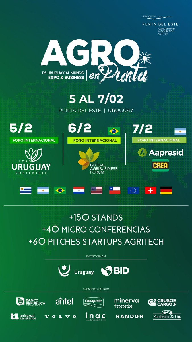 ¡Nos vemos en <a href="/agroenpunta/">AgroenPunta</a> ! ✨

Del 5 al 7 de febrero estaremos en Punta del Este cubriendo todos los eventos junto al equipo de <a href="/ruraleselpaisuy/">RURALES EL PAÍS</a> 

Tres días llenos de innovación, foros internacionales y las últimas tendencias del agro en Uruguay y el mundo