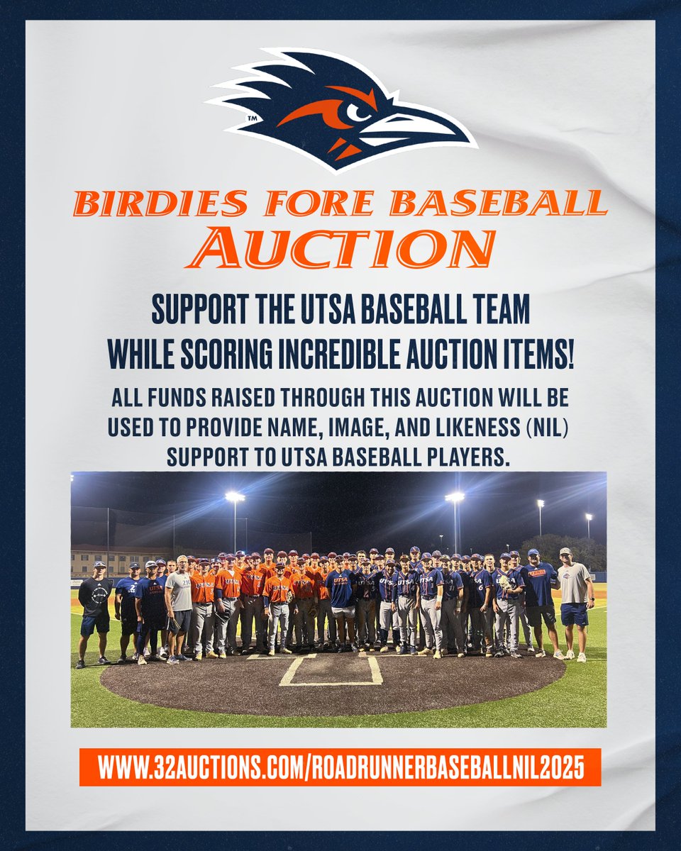 Fore the Birds!

Donate today ➡️ utsa.pro/BaseballAuction

#BirdsUp 🤙 | #LetsGo210