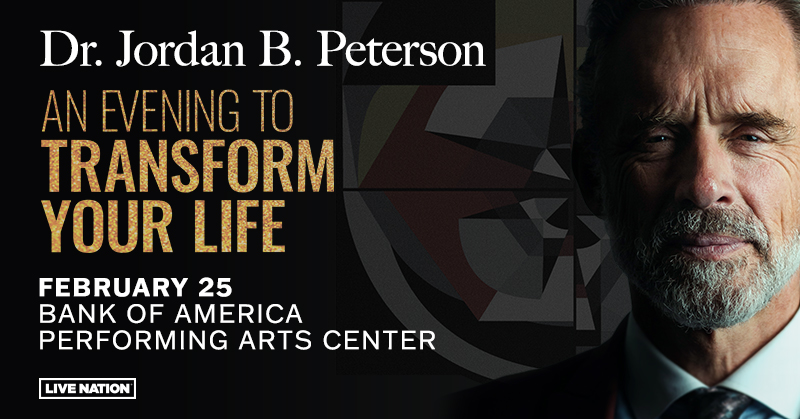 Dr. Jordan B. Peterson (<a href="/jordanbpeterson/">Dr Jordan B Peterson</a>) is heading back to BAPAC with An Evening to Transform Your Life on Feb 25, 2025.

Tickets: bit.ly/3UkQF84
Presented by <a href="/LiveNation/">Live Nation</a>