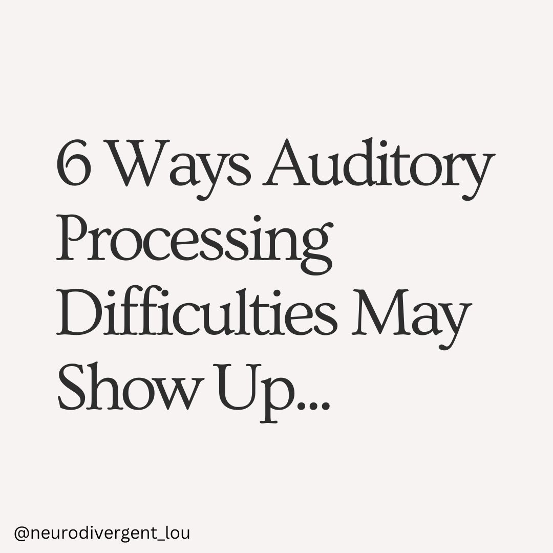 neuro_lou's tweet photo. 6 Ways Auditory Processing Difficulties May Show Up
#Autism #ActuallyAutistic #AutismAwareness #Neurodivergent #Neurodiversity #Disability #Disabled #DEI https://t.co/l0KDn23bJA