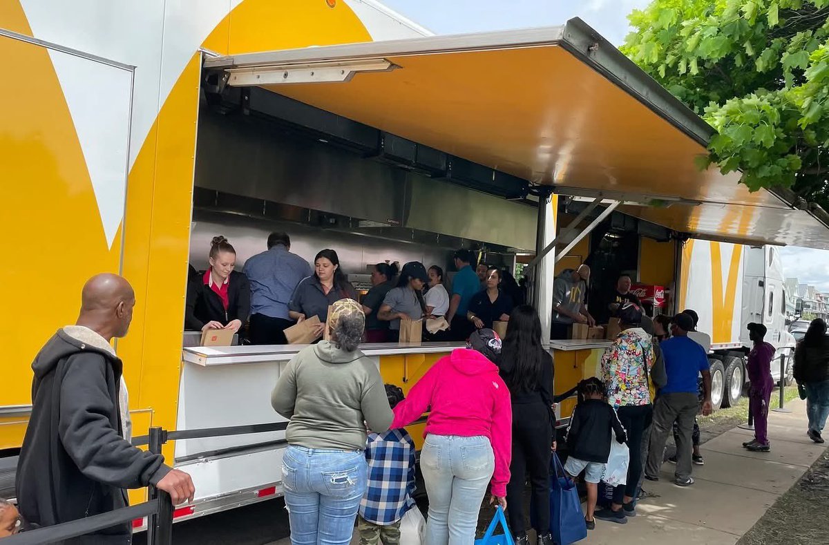 Some big <a href="/McDonalds/">McDonald's</a> relief news:

McRig is in LA &amp; can feed about 7,000 people a day (free of charge). In addition, all first responders and anyone displaced from their homes, McDonald’s Southern California is offering a free Happy Meal through the McDonald’s app. See link below: