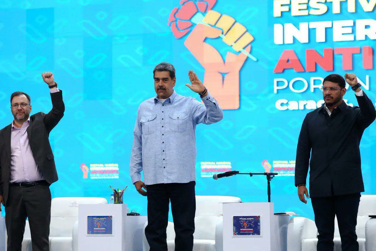 BrunoRguezP's tweet photo. Saludamos los positivos resultados del Festival Mundial de la Internacional 
Antifascista «Por Un Nuevo Mundo», celebrado en #Venezuela.

Nos unimos al fuerte respaldo expresado al Presidente Nicolás Maduro y a la adopción del plan de acción internacional contra el fascismo. https://t.co/9ogKrmY44A