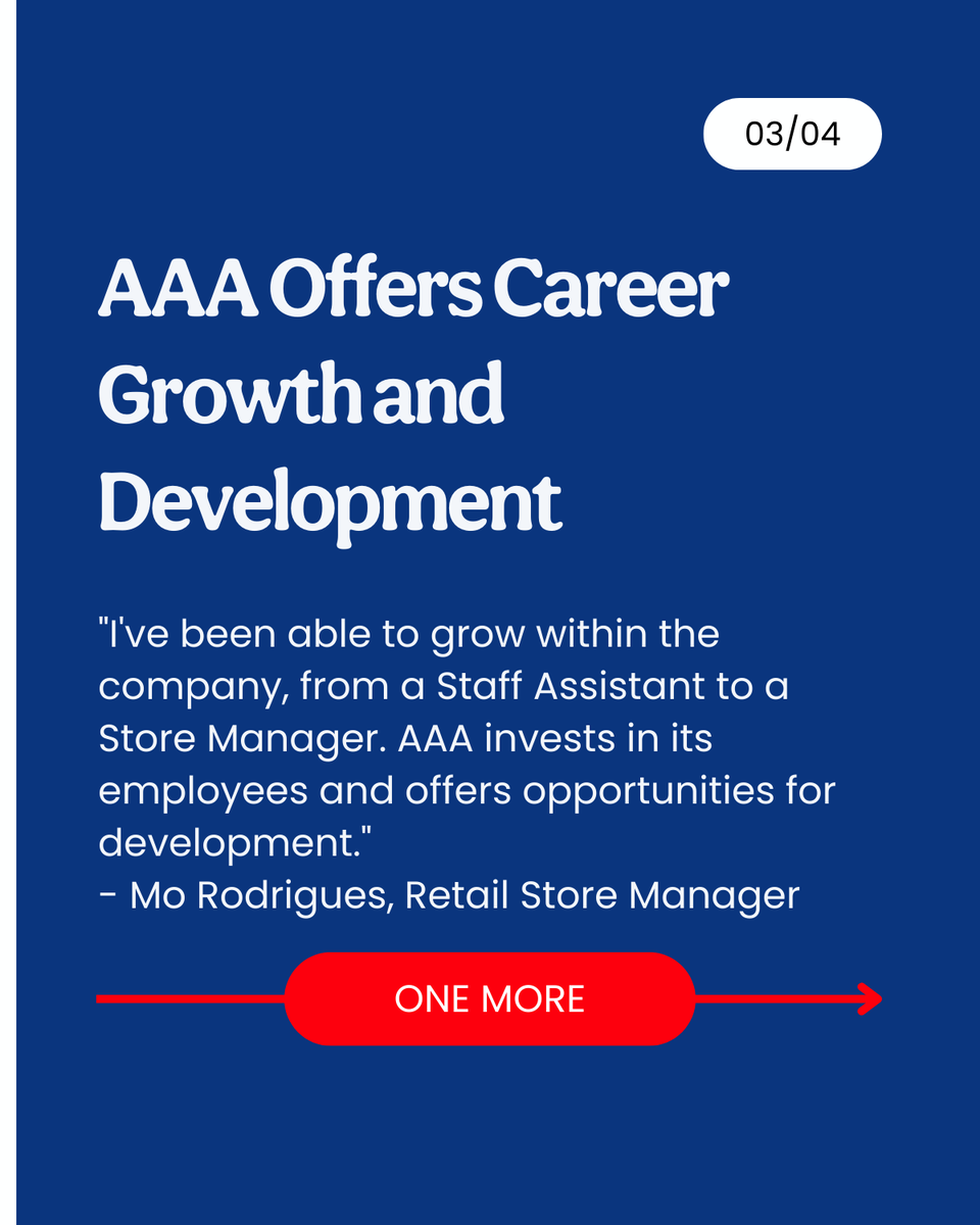 AAAClubAlliance's tweet photo. At AAA, we offer more than just a job - we offer growth and development opportunities to help you reach your full potential. Ready to jump start your career? Apply now at https://t.co/ucQ3hae0IJ. 
#NewYearNewCareer #CareersAtAAA #JoinOurTeam #CareerOpportunities #AAACareers https://t.co/6Qe855bZOw